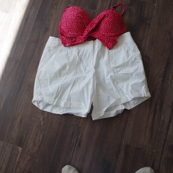 White Cotton Ladies Shorts & Bathing Suite Top - Picture 1 of 5